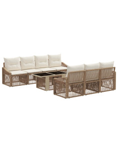 Set Divano da Giardino 8 pz Beige e Bianco Crema polyrattan 2