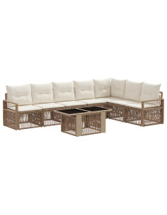 Set Divano da Giardino 8 pz Beige e Bianco Crema polyrattan 2