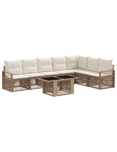 Set Divano da Giardino 8 pz Beige e Bianco Crema polyrattan