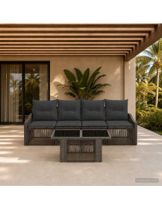 Set Divano da Giardino 5 pz Grigio e Grigio Scuro polyrattan