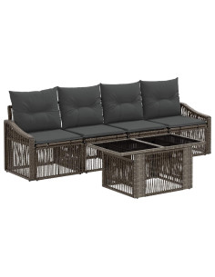 Set Divano da Giardino 5 pz Grigio e Grigio Scuro polyrattan 2
