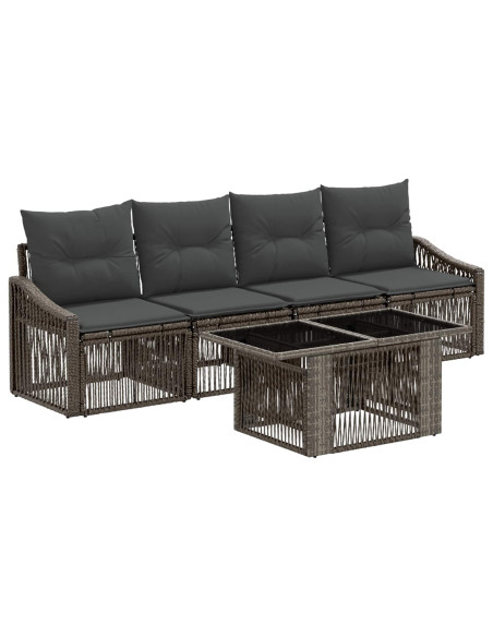 Set Divano da Giardino 5 pz Grigio e Grigio Scuro polyrattan