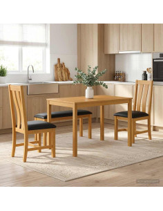 Set da pranzo 4 pz Nero Legno di Quercia Massello