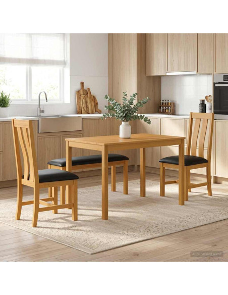Set da pranzo 4 pz Nero Legno di Quercia Massello