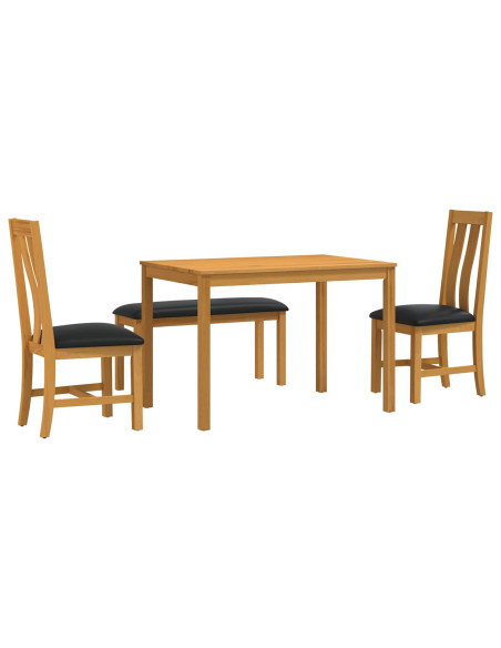 Set da pranzo 4 pz Nero Legno di Quercia Massello