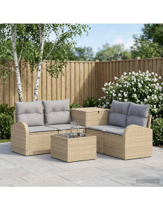 Set di divani 6 pz Beige e Grigio Chiaro