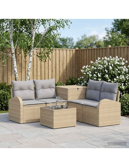 Set di divani 6 pz Beige e Grigio Chiaro