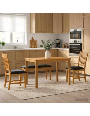 Set da pranzo 4 pz Nero Legno di Quercia Massello