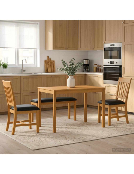 Set da pranzo 4 pz Nero Legno di Quercia Massello