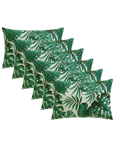 Federa 6 pcs HEERLEN Motivo a Foglie 40 x 60 cm Poliestere