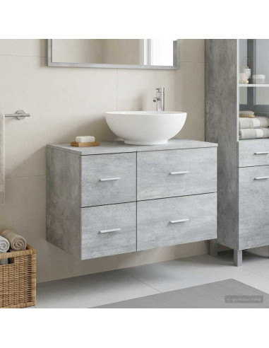 Set di mobili per il bagno 2 pz Grigio Cemento