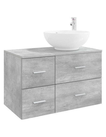 Set di mobili per il bagno 2 pz Grigio Cemento