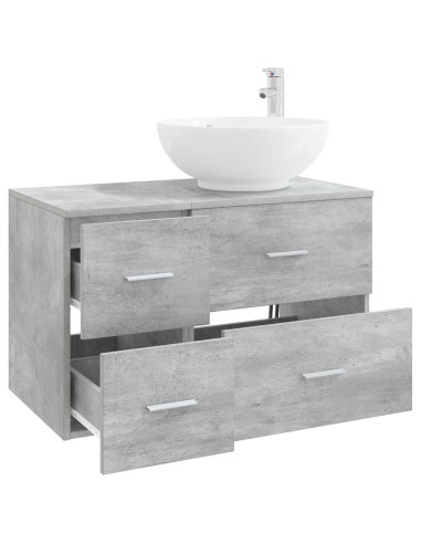 Set di mobili per il bagno 2 pz Grigio Cemento