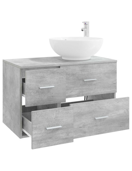 Set di mobili per il bagno 2 pz Grigio Cemento
