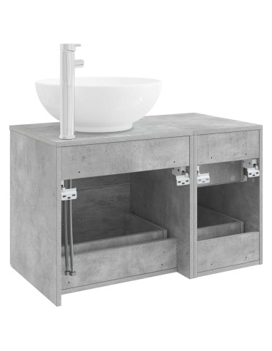 Set di mobili per il bagno 2 pz Grigio Cemento