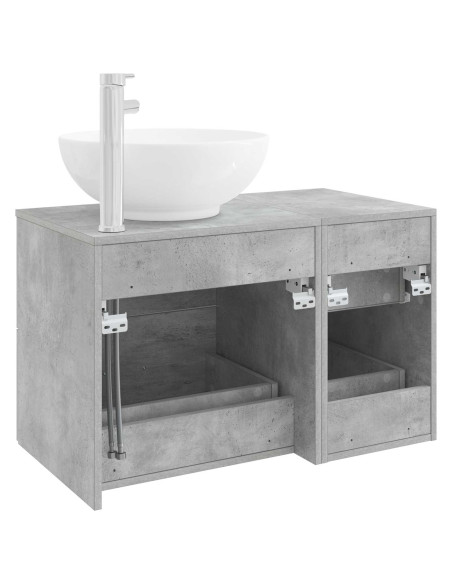 Set di mobili per il bagno 2 pz Grigio Cemento