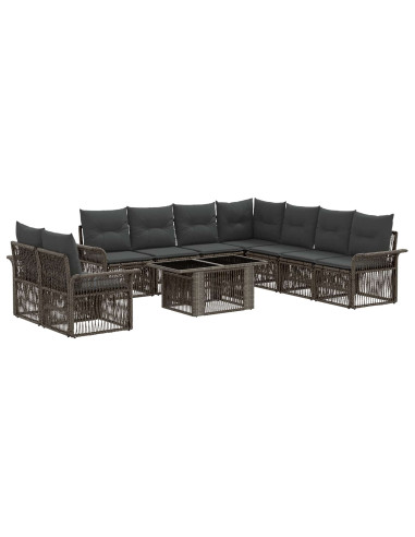 Set Divano da Giardino 10 pz Grigio e Grigio Scuro polyrattan