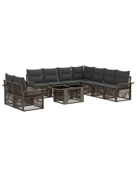 Set Divano da Giardino 10 pz Grigio e Grigio Scuro polyrattan