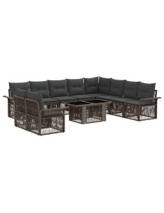 Set Divano da Giardino 11 pz Grigio e Grigio Scuro polyrattan 2