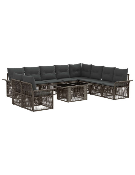 Set Divano da Giardino 11 pz Grigio e Grigio Scuro polyrattan