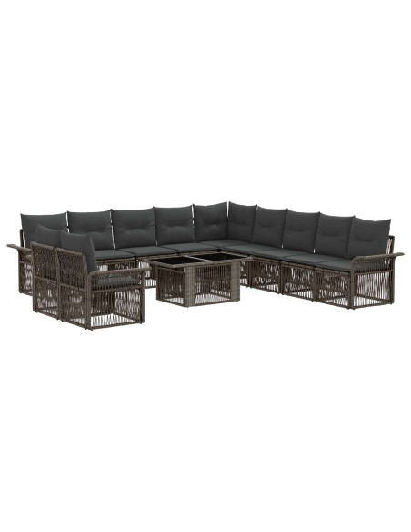 Set Divano da Giardino 12 pz Grigio e Grigio Scuro polyrattan