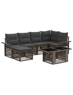 Set Divano da Giardino 7 pz Grigio e Grigio Scuro polyrattan 2