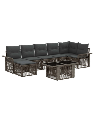 Set Divano da Giardino 8 pz Grigio e Grigio Scuro polyrattan