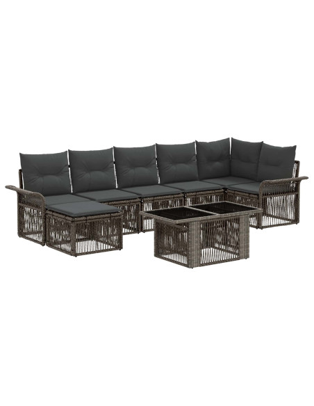 Set Divano da Giardino 8 pz Grigio e Grigio Scuro polyrattan