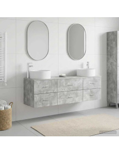 Set di mobili per il bagno 3 pz Grigio Cemento