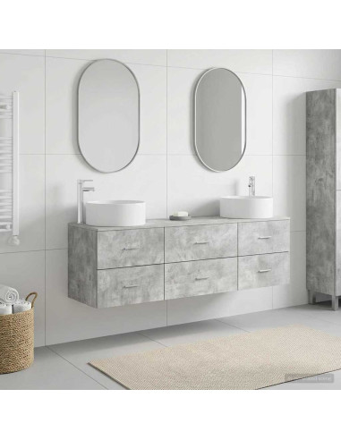 Set di mobili per il bagno 3 pz Grigio Cemento