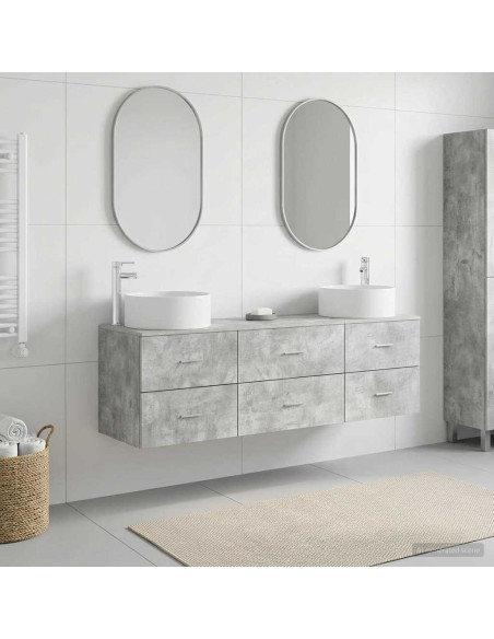 Set di mobili per il bagno 3 pz Grigio Cemento