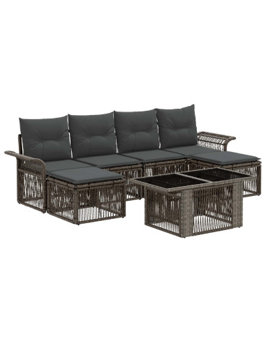 Set Divano da Giardino 7 pz Grigio e Grigio Scuro polyrattan