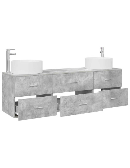 Set di mobili per il bagno 3 pz Grigio Cemento
