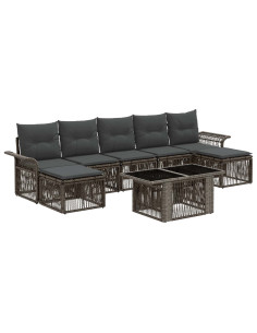 Set Divano da Giardino 8 pz Grigio e Grigio Scuro polyrattan 2