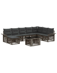 Set Divano da Giardino 9 pz Grigio e Grigio Scuro polyrattan 2
