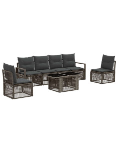 Set Divano da Giardino 7 pz Grigio e Grigio Scuro polyrattan 2