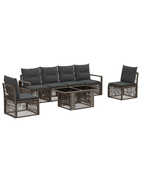 Set Divano da Giardino 7 pz Grigio e Grigio Scuro polyrattan