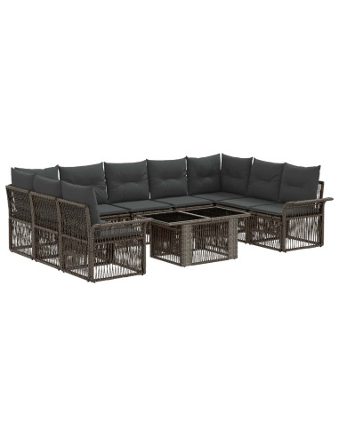 Set Divano da Giardino 10 pz Grigio e Grigio Scuro polyrattan