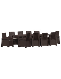 Set da Pranzo per Giardino 11 pz Marrone e Grigio Chiaro PP 2