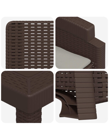 Set da Pranzo per Giardino 11 pz Marrone e Grigio Chiaro PP