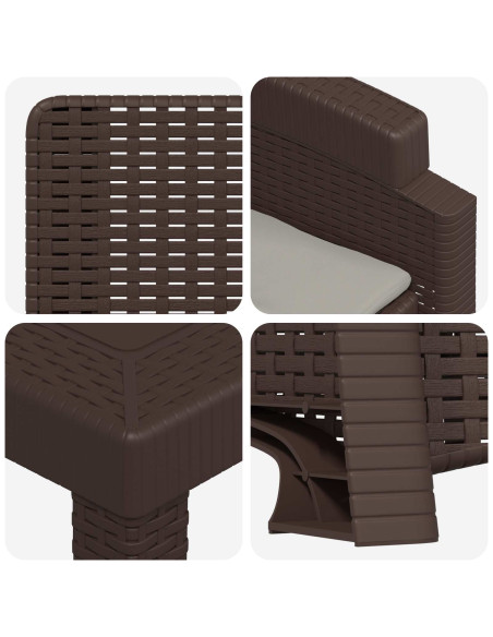 Set da Pranzo per Giardino 11 pz Marrone e Grigio Chiaro PP