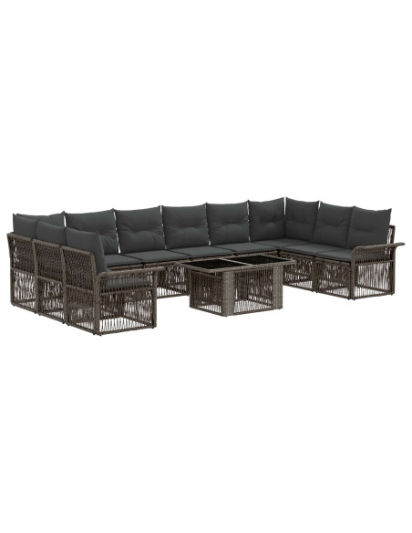 Set Divano da Giardino 11 pz Grigio e Grigio Scuro polyrattan