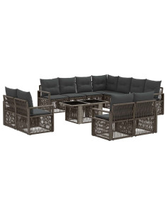 Set Divano da Giardino 12 pz Grigio e Grigio Scuro polyrattan 2