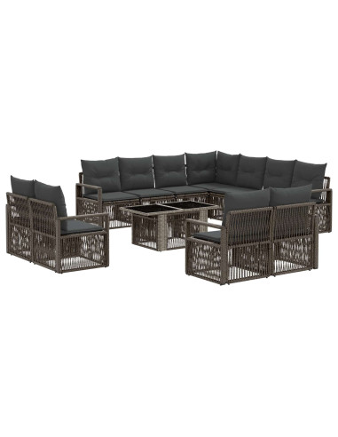 Set Divano da Giardino 12 pz Grigio e Grigio Scuro polyrattan