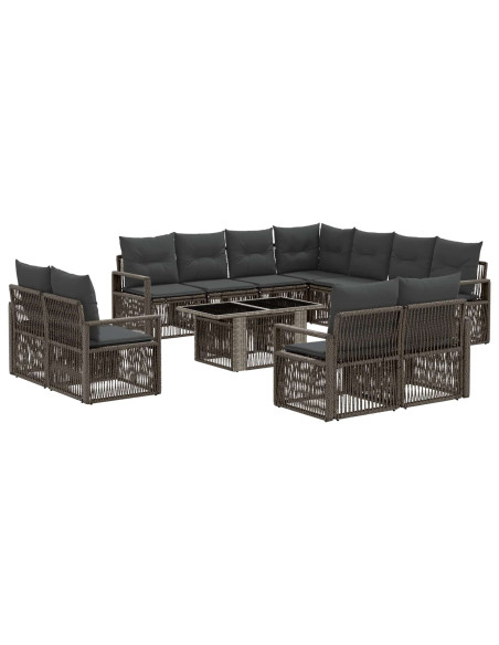 Set Divano da Giardino 12 pz Grigio e Grigio Scuro polyrattan