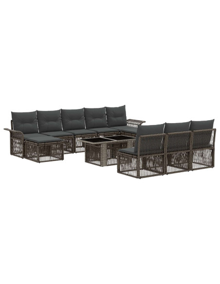 Set Divano da Giardino 11 pz Grigio e Grigio Scuro polyrattan