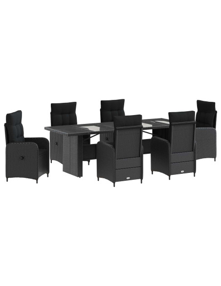 Set da pranzo per esterni 7 pz Nero polyrattan