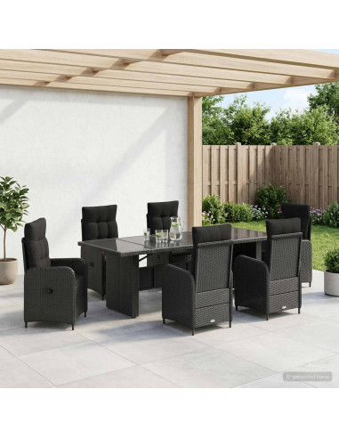 Set da pranzo per esterni 7 pz Nero polyrattan