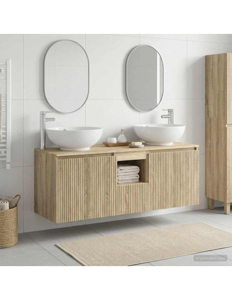 Set di Armadi da Bagno 3 pz Rovere Sonoma 49,5 x 44,5 x 65 cm
