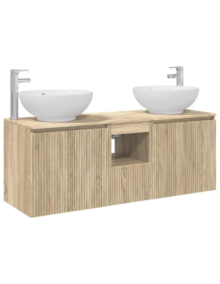 Set di Armadi da Bagno 3 pz Rovere Sonoma 49,5 x 44,5 x 65 cm